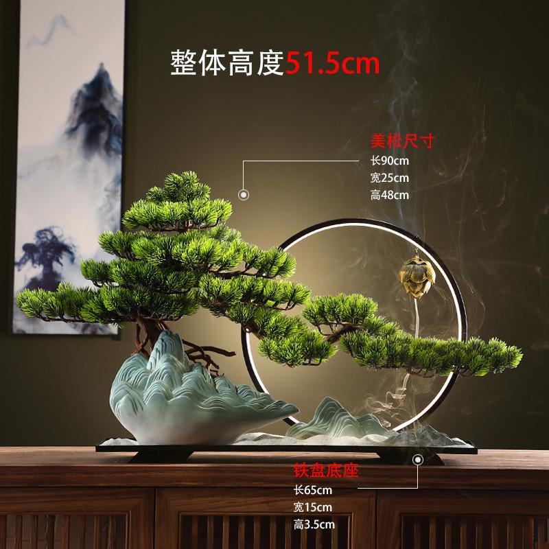 创意仿真迎客松盆景摆件办公室客厅玄关酒店桌面中式软装景观造景