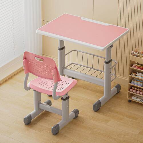 可升降儿童学习桌椅带篮无桌兜培训班辅导机构简约书桌学生写字桌