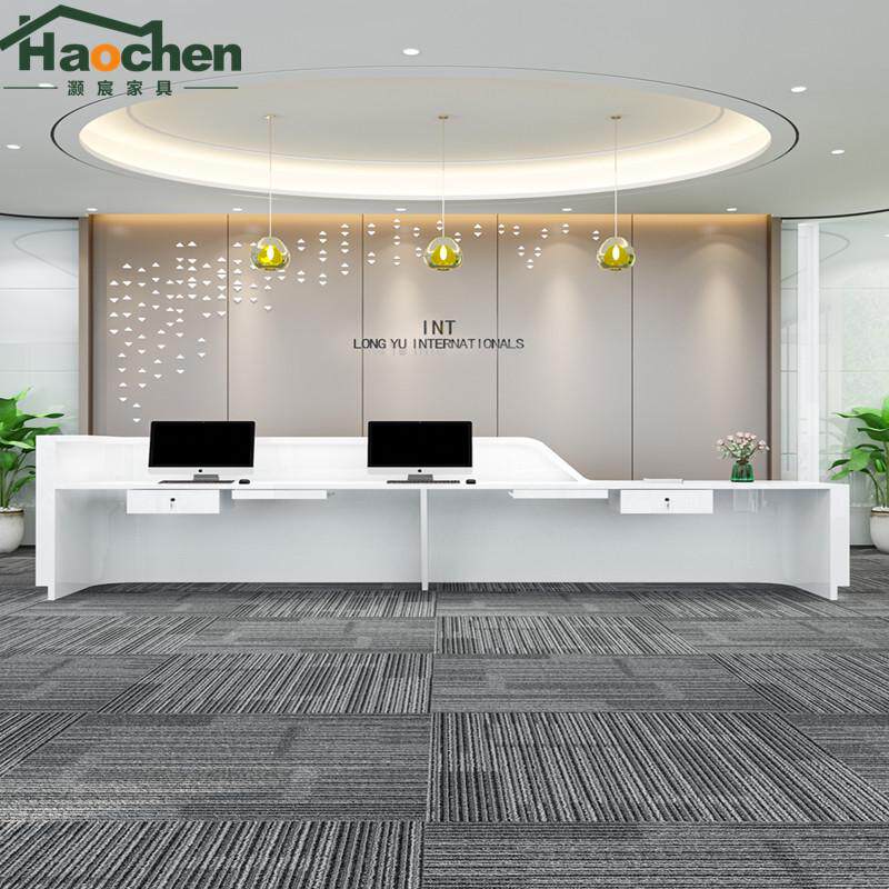 烤漆前台公司接待台简约办公桌弧形酒店时尚美容院收银台吧台广东