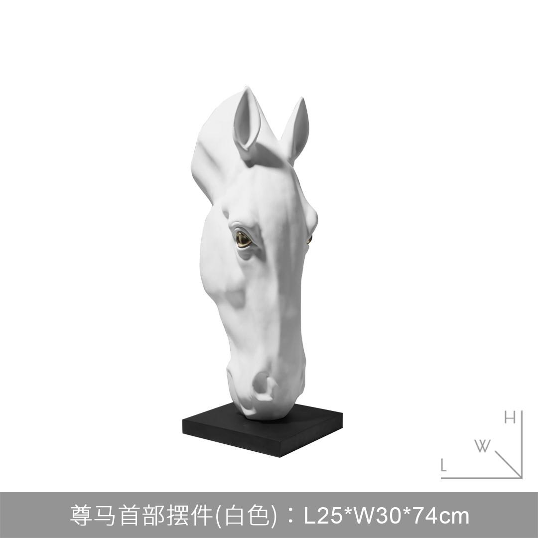 新中式轻奢落地装饰玄关摆件马首头部动物大型展厅会客厅摆设饰品
