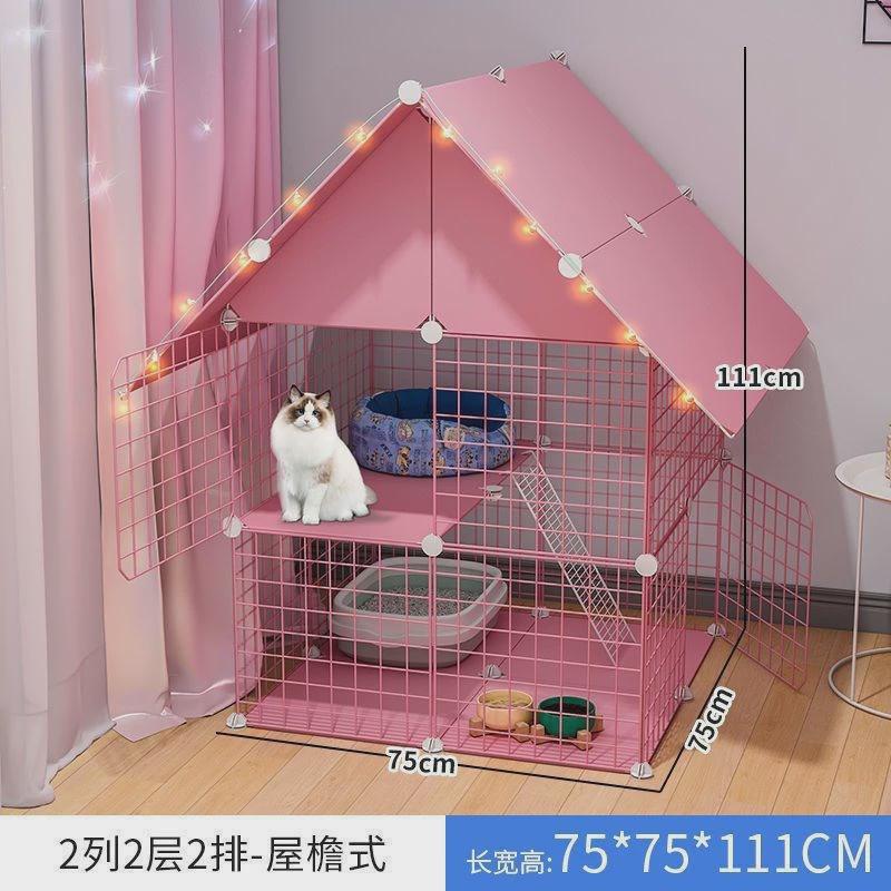 粉色猫屋家用室内猫笼子猫厕猫爬架猫别墅配一体猫垫猫砂盆储物柜