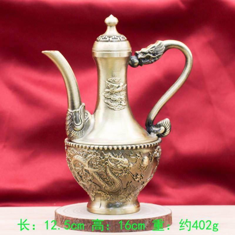 新款黄铜福酒壶龙凤酒壶百家居家里酒具仿古酒具桌面摆件老式仿古