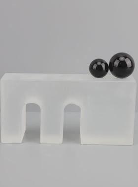 现代简约水晶磨砂蓝球几何摆件样板房电视柜客厅茶几家居艺术装饰