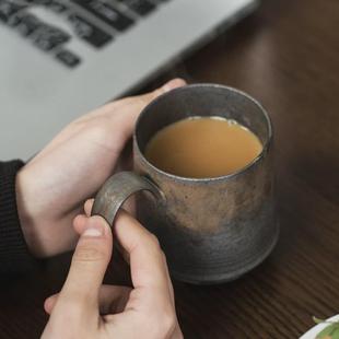 复古马克杯杯碟套装 伊文陶瓷咖啡杯高档精致日式 鎏金茶水杯子家用