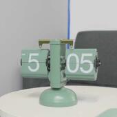 桌面翻页钟欧式 摆件机械简约钟 翻页时钟翻牌数字闹钟座钟台钟台式