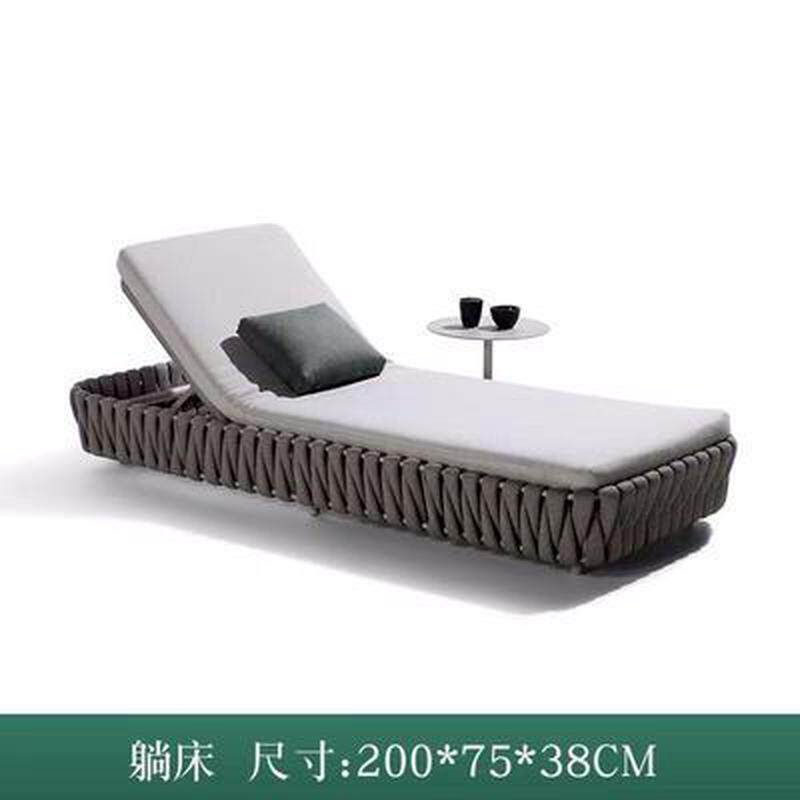 户外躺床圆形藤编别墅庭院躺椅休闲藤椅室外游泳池躺床沙发沙滩椅
