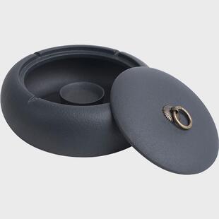 陶迷家用黑陶烟灰缸陶瓷大号创意车载卧室客厅带盖防风时尚烟缸