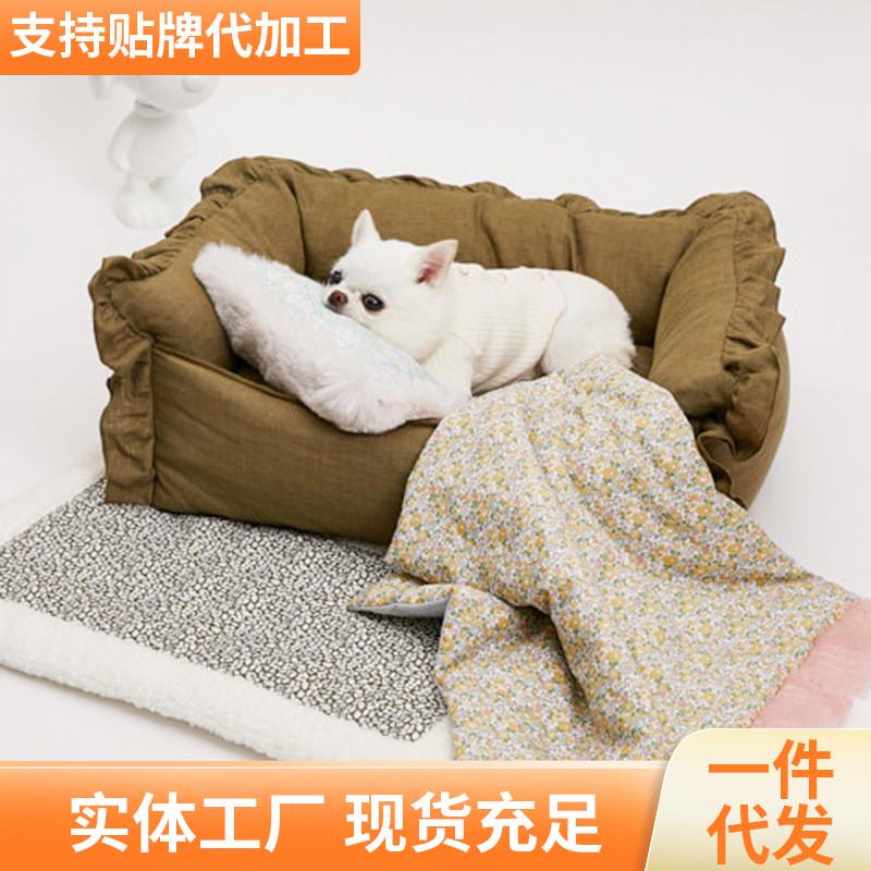 新款韩版高档棉狗窝不粘毛窝垫中小型犬泰迪法斗狗床可拆洗猫窝窝