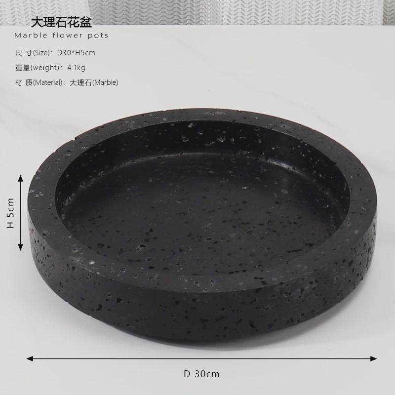 桌面天然大理石绿植仿真花器花盆电视柜茶几玄关轻奢装饰工艺摆件