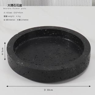 轻奢天然大理石绿植仿真花器玄关电视柜茶几花盆桌面装饰工艺摆件