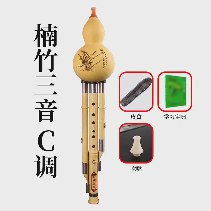 葫芦丝楠竹三音葫芦丝学生初学演奏葫芦丝可拆卸学校采购金丝乐器