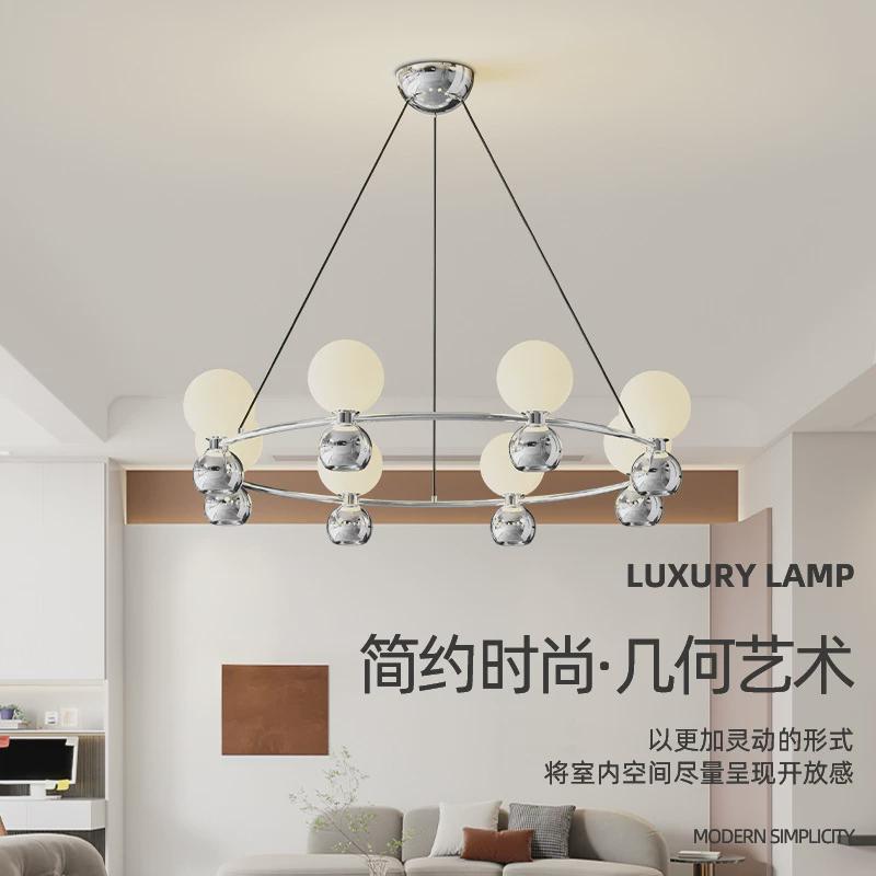 北欧客厅泡泡灯全光谱护眼餐吊灯精致电镀卧室吊灯简约时尚玻璃灯