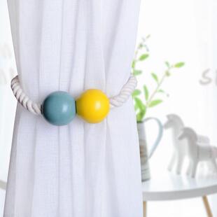 现代简约窗帘绑带窗帘扣绳子创意木球磁铁扣吸力吊球窗帘夹磁扣