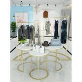 服装 店橱窗展示架落地弧形中岛侧挂衣架流水台组合陈列架创意金色