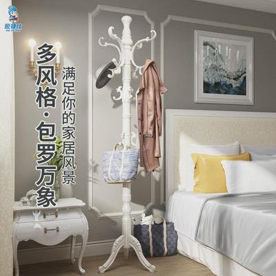 欧式实木衣帽架落地卧室挂衣架单杆立式衣服架子简约现代家用包架