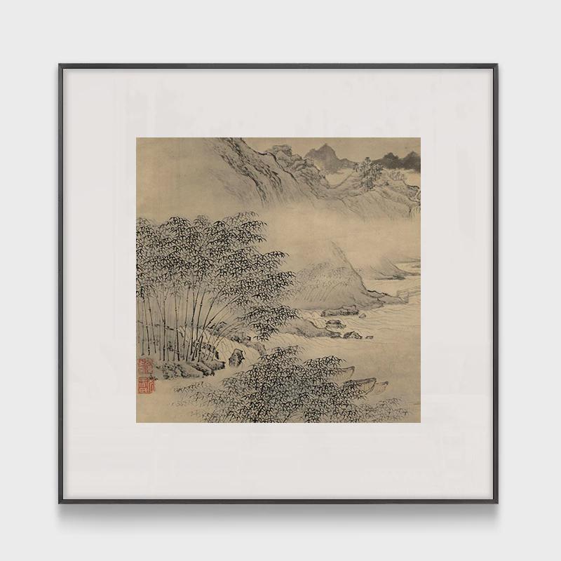 餐厅风景装饰画新中式入户玄关客厅走廊背景墙壁饰过道挂画立体图片