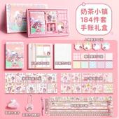 可爱卡通少女心胶带贴纸便签磁扣本子套装 折耳妹妹手账套装 新款