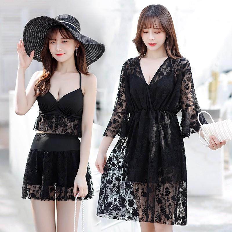 推荐胖mm大码泳衣女比基尼性感大胸聚拢泡温泉高腰遮肚显瘦分体三