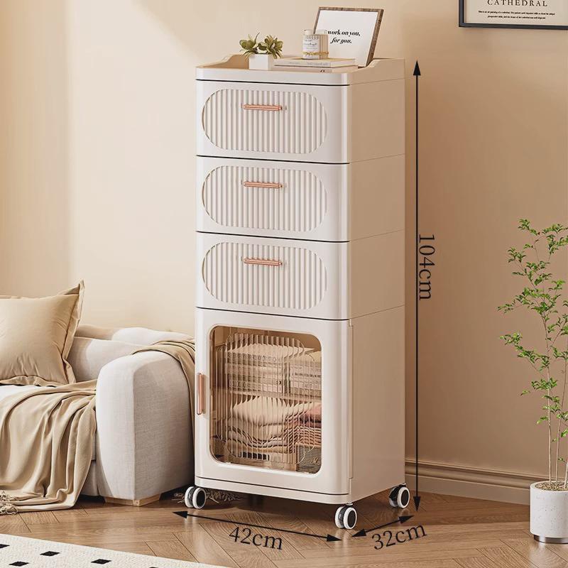 法式抽屉柜收纳柜家用移动夹缝隙客厅侧边角床头柜可窄置物储物柜