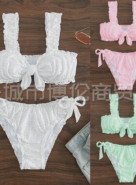 Schiffy Knot Front Tie Side Bikinis White Swimsuit Women Swi