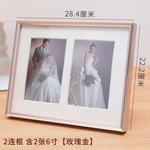51n洗照片加铝合金相框摆台婚纱照ins三连框相片框6寸相册挂墙