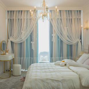 40n公主风窗帘女孩女生卧室儿童房间感绍兴柯桥飘窗遮光2024