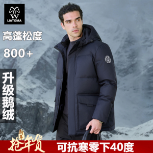 两头马鹅绒爸爸羽绒服男短款外套
