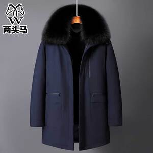 两头马冬季中老年人羽绒服男士加厚中长款中年爸爸派克服冬装外套
