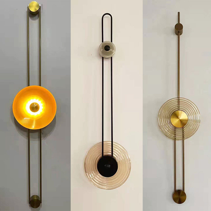 北欧简约酒店售楼部大堂餐厅客厅背景墙设计师轻奢长杆壁灯定制灯