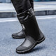 一体绒新款 雨鞋 冬季 防滑防水胶鞋 冬 加大码 中筒工作水鞋 464748男士