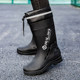 防滑雨鞋 男加绒钓鱼鞋 男士 中筒水鞋 厨房工作高筒雨靴 耐磨胶鞋 新款