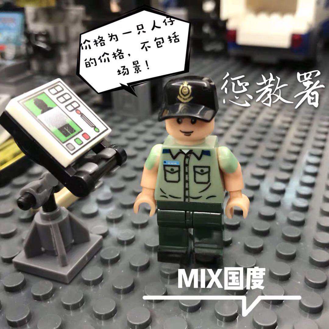 风暴军绿色积木拼装第三方人仔
