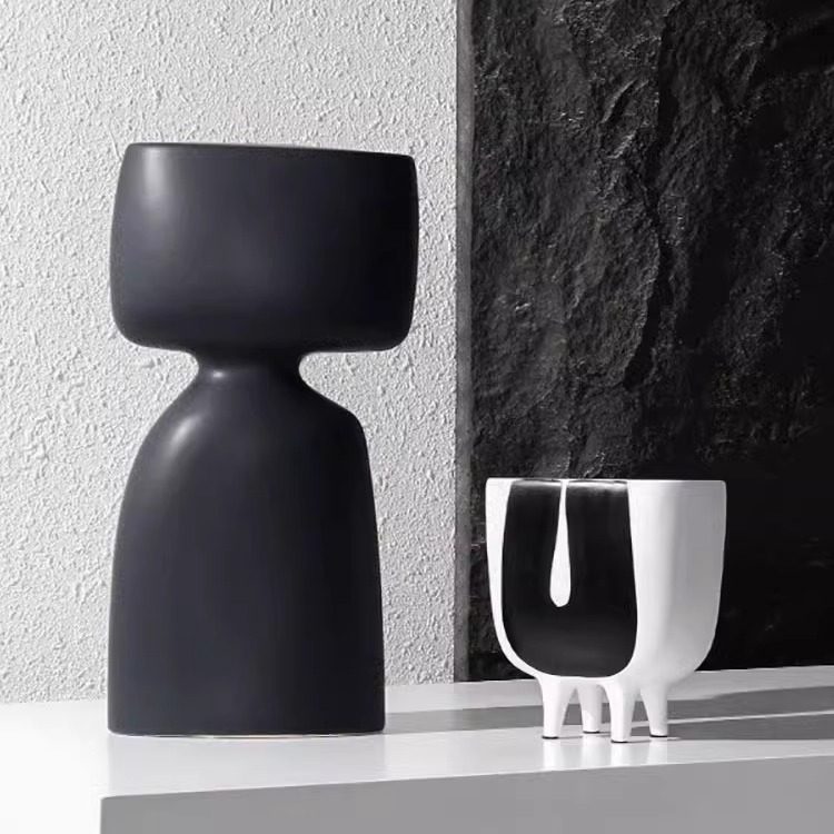 极简黑色陶瓷人形花瓶装饰摆件创意高级感现代简约设计师玄关斗柜,家居饰品,花瓶,淘宝优惠券,粉丝福利购,淘宝优惠卷