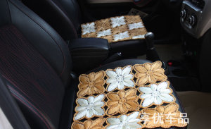 夏季汽车冰丝坐垫单片钩编花型方垫免绑无靠背三件套四季通用座垫