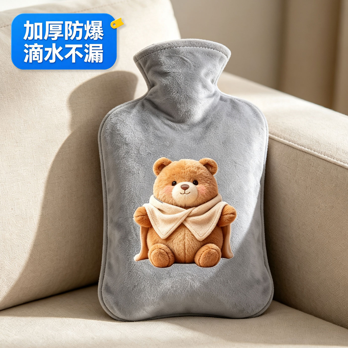 pvc注水热水袋暖水袋热敷专用大号绒布可拆洗暖手敷肚子被窝暖脚