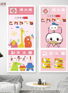 消防栓灭火器自粘遮挡画创意贴纸