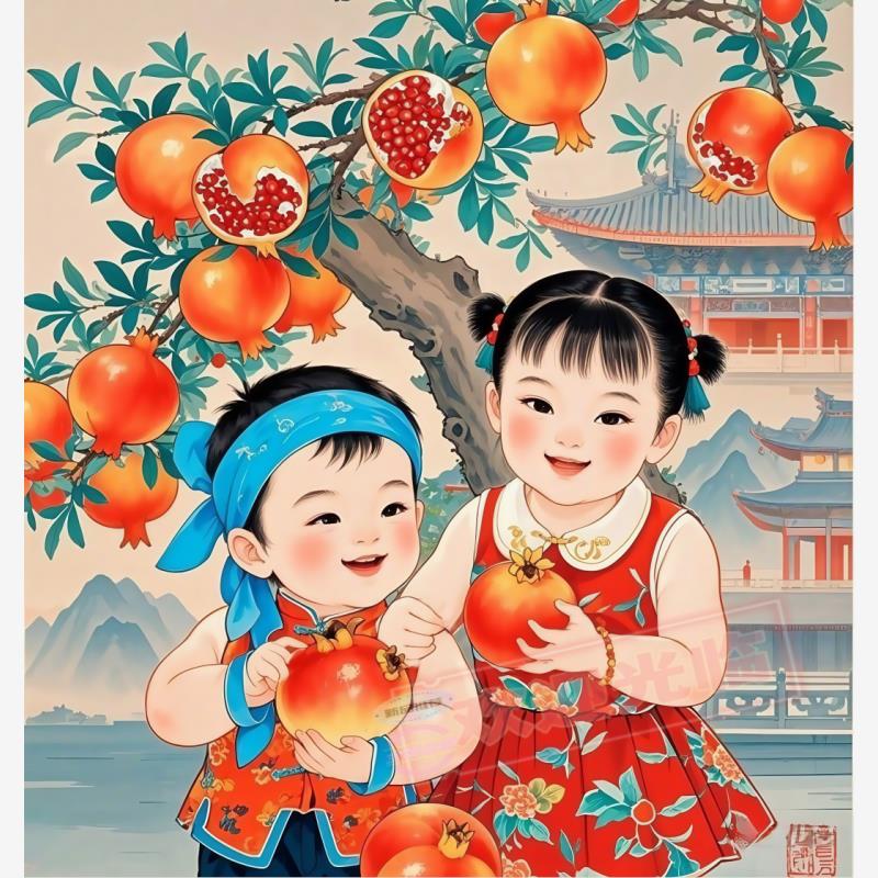 2026新款年画娃娃石榴多