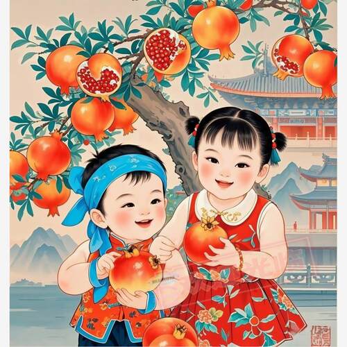 2026新款年画娃娃石榴多