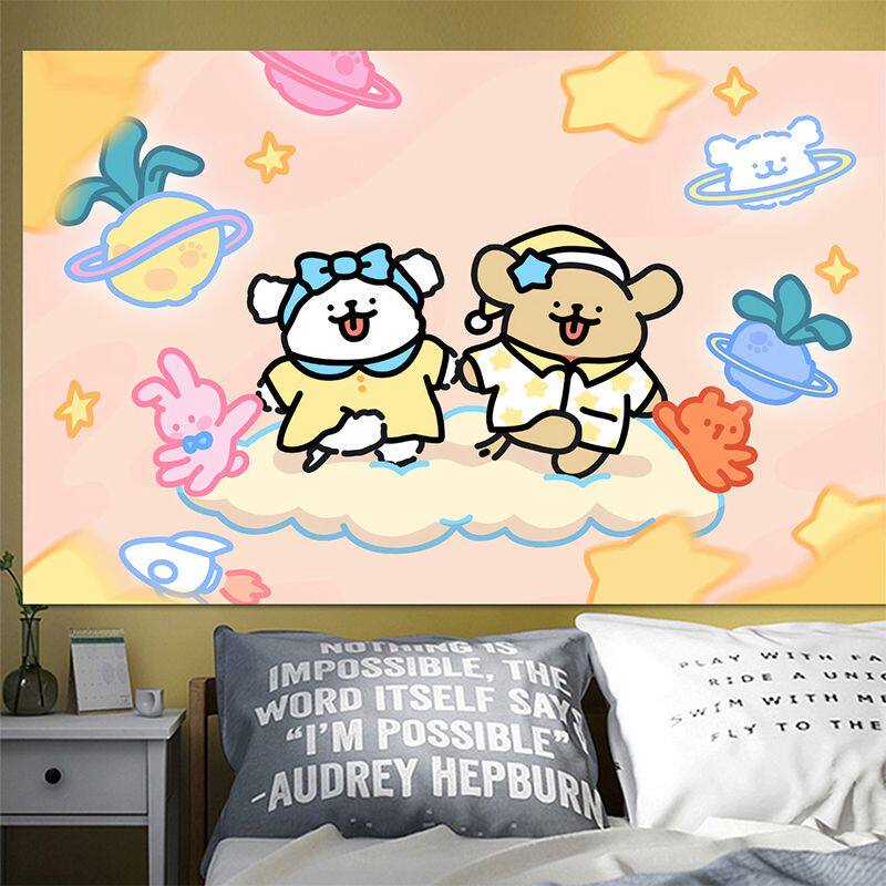 马尔济斯线条小狗海报壁纸墙贴防水自粘定制宿舍墙面卡通可爱贴纸