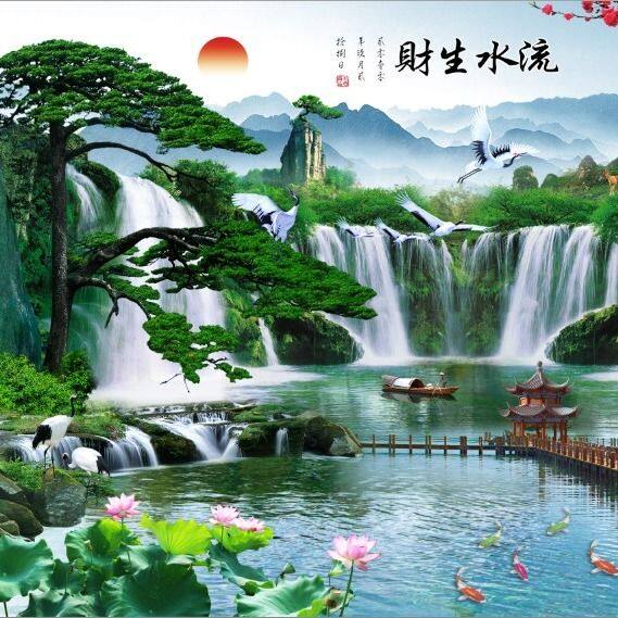 贴画墙贴壁纸自粘中式客