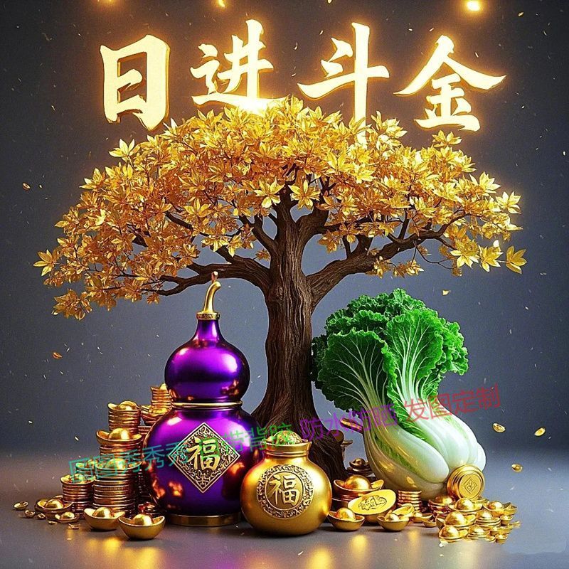 日进斗金财运滚滚招财墙