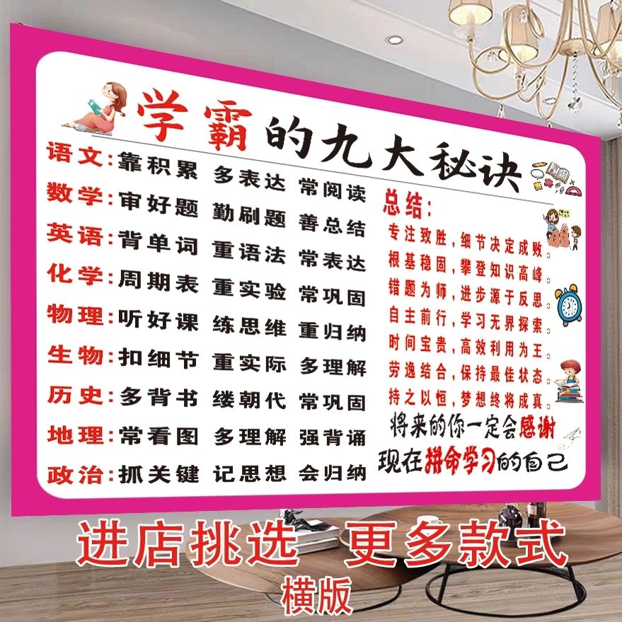 学霸励志挂图养成墙贴画