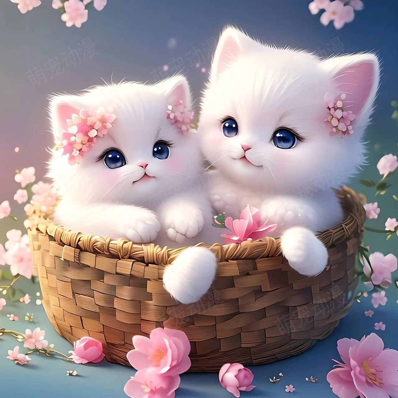 可爱猫咪正方形自粘贴画