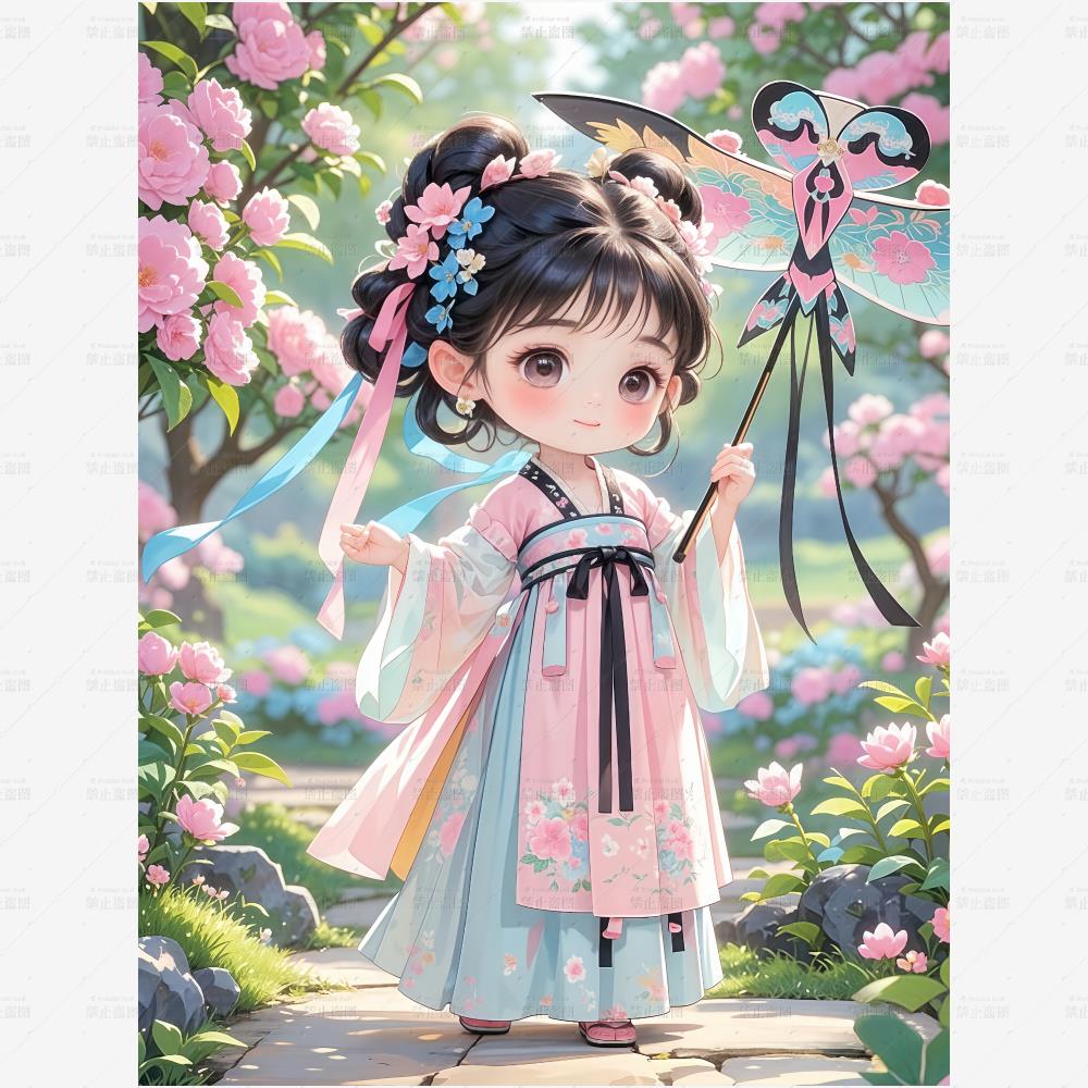 治愈系汉服小萌娃与蝴蝶