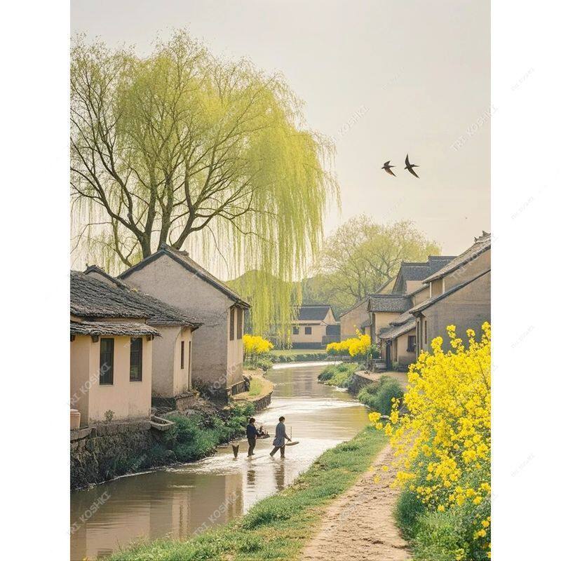 治愈乡村复古田园风景画