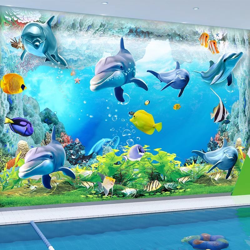 壁画游泳馆背景墙世界海