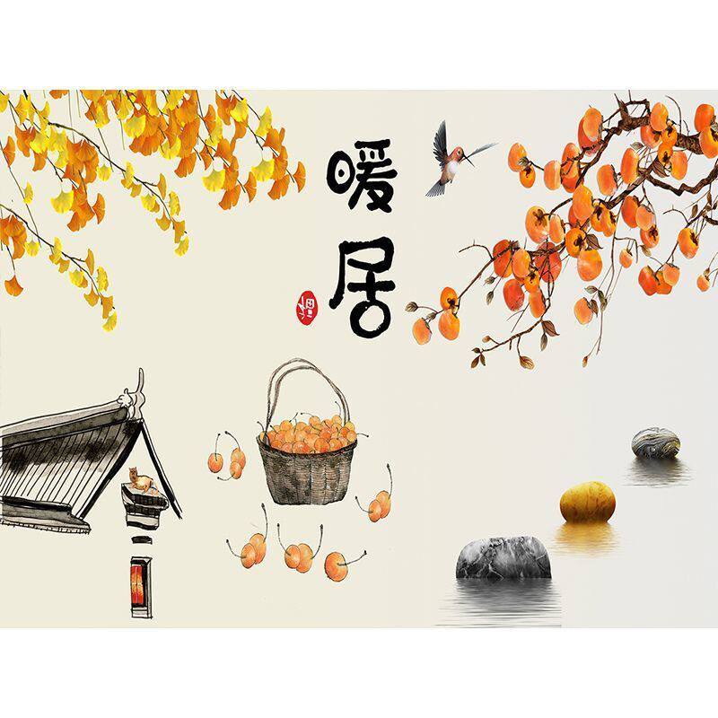 柿柿如意中式卷帘中国风