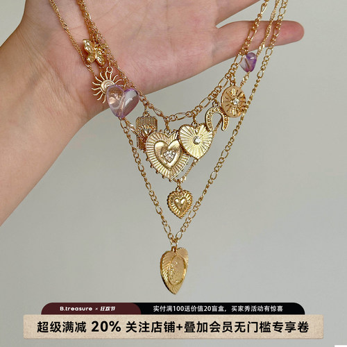 B.treasure金色多层复古小众项链