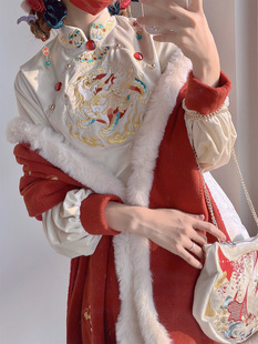 壹仟鲤少女过年旗袍连衣裙中国风龙年拜年服 新中式 清仓特价