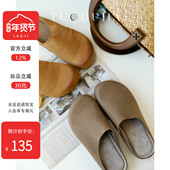 脱毒家福利款 女 低跟半托鞋 牛皮圆头外穿拖鞋 真皮舒适内增高女鞋